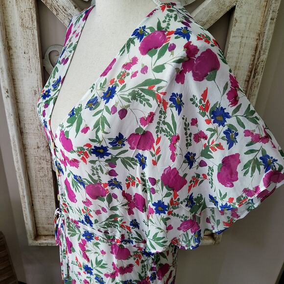 Vix Paula Hermanny Clover Agatha Gathered Drawstring Woven Coverup in Floral - Picture 6 of 13
